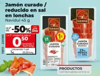 Navidul - Jamon Curado / Reducido En Sal En Lonchas