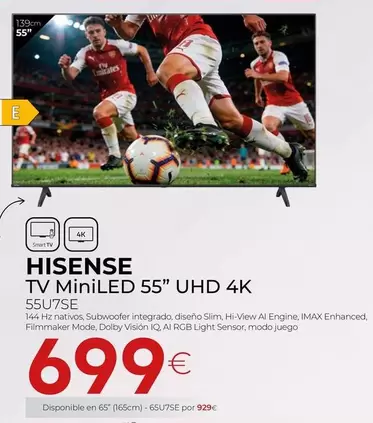 Hisense - Tv Miniled 55" Uhd 4k 55u7se