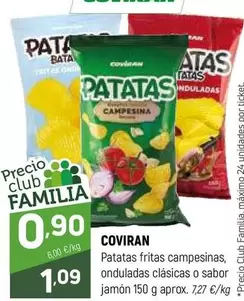 coviran - Patatas Fritas Campesinas, Onduladas Clásicas O Sabor Jamon