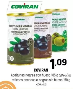 coviran - Aceitunas Negras Con Hueso Rellenas Anchoas O Negras Sin Hueso