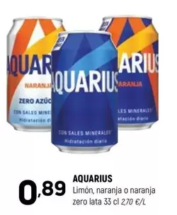 Aquarius - Limon Naranja O Naranja Zero Lata