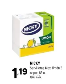Nicky -  Servilletas Maxi Limón 2 Capas 65 U.
