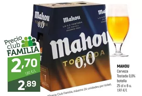 Mahou - Cerveza Tostada 0,0% Botella