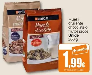 Unide - Muesli Crujiente Chocolate O Frutos Secos