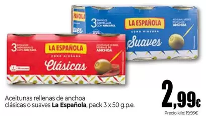 La Española - Aceitunas Rellenas De Anchoa Clasicas O Suaves