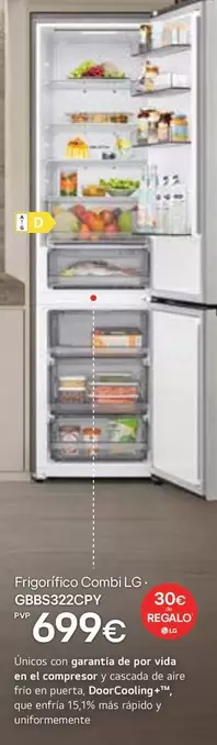 LG - Frigorífico Combi GBBS322CPY