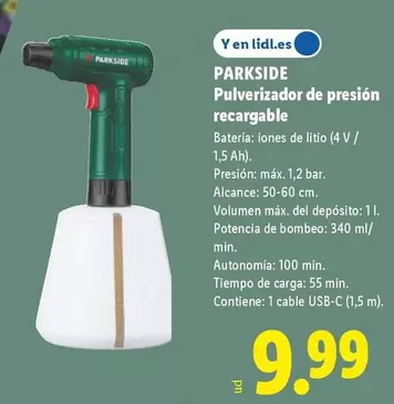 Parkside - Pulverizador De Presion Recargable