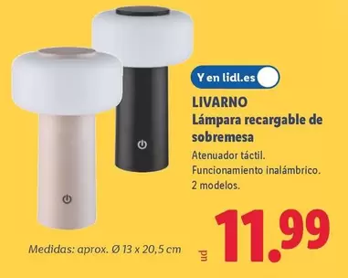 Livarno - Lampara Recargable De Sobremesa