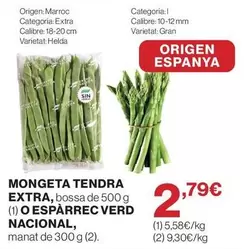 origen - Mongeta Tendra Extra, O Esparrec Verd Nacional