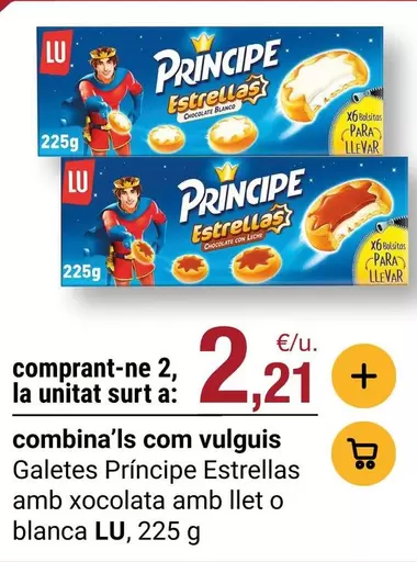 Lu - Galetes Principe Estrellas Amb Xocolata Amb Llet O Blanca