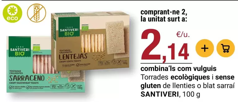 Santiveri - Torrades Ecologiques I Sense Gluten De Llenties O Blat Sarrai