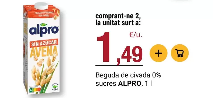 Alpro - Beguda De Civada 0% Sucres