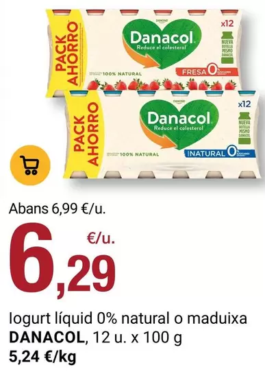 Danacol - Logurt Líquid 0% Natural O Maduixa