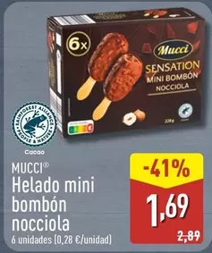 Mucci - Helado Mini Bombon Nocciola