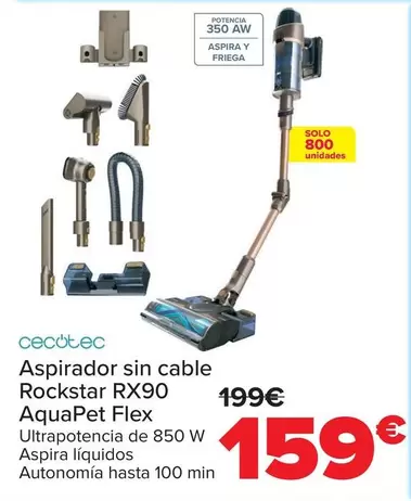 Cecotec - Aspirador Sin Cable Rockstar RX90 Aquapet Flex