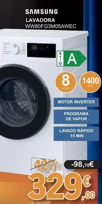 Samsung - Lavadora WW80FG3M05AWEC