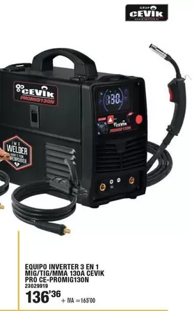 Cevik - Equipo Inverter 3 En 1 MIG/TIG/MMA 130A Pro CE-Promig130N