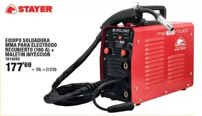 Stayer - Equipo Soldadura MMA Para Electrodo Recubierto (160A) + Maletin Inyeccion 