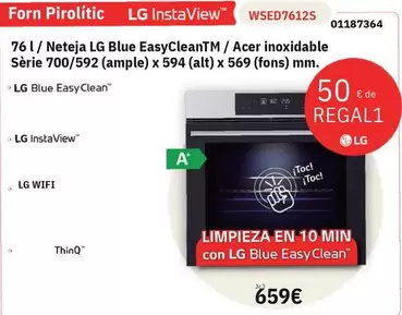 LG - Forn Pirolític 76 L / Neteja Blue EasyCleanTM / Acer Inoxidable Sèrie 700/592