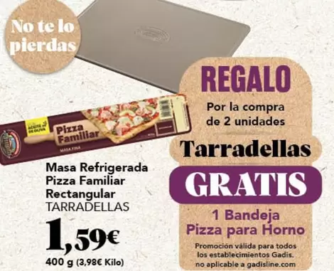 Casa Tarradellas - Masa Refrigerada Pizza Familiar Rectangular