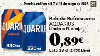 Aquarius - Bebida Refrescante Limon O Naranja