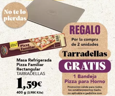 Casa Tarradellas - Masa Refrigerada Pizza Familiar Rectangular