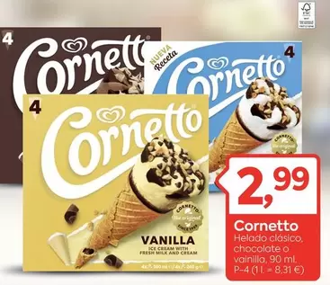 cornetto - Helado Clasico, Chocolate O Vanilla