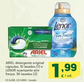Ariel/Lenor - Detergente Original Capsulas/Suavizante Aire Fresco