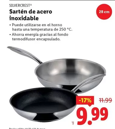 SilverCrest - Sarten De Acero Inoxidable