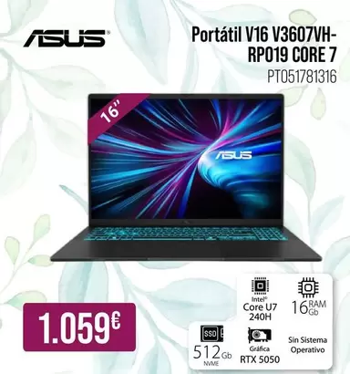 Asus - Portátil V16 V3607vh- Rp019 Core 7