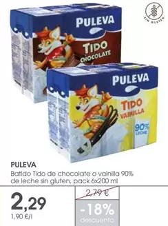 Puleva - Batido Tido De Chocolate O Vainilla 90% De Leche Sin Gluten
