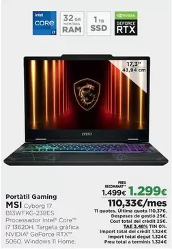 MSI - Portátil Gaming Msi