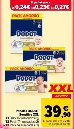 Dodot - Pañales Sensitive XXL T1, T2 O T3