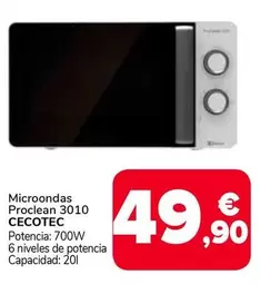 Cecotec - Microondas Proclean 3010