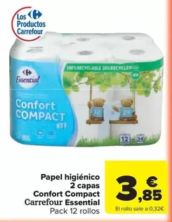 carrefour - Papel Higiénico 2 Capas Confort Compact Essential