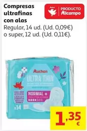 COMPRESA ULTRAFINA REGULAR+ CON ALAS AUCHAN X14             