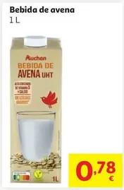 BEBIDA AVENA C/CALCIO S/AZU.AÑAD.VEG AUCHAN CAJA X 6  1 L   