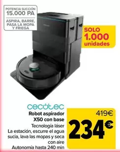Cecotec - Robot Aspirador X50 Con Base