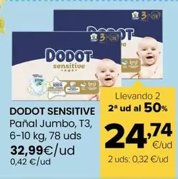 Dodot Sensitive - Panal Jumbo, T3