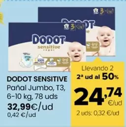 Dodot Sensitive - Panal Jumbo, T3