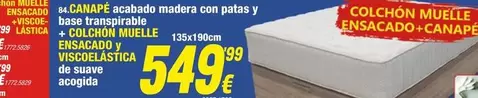 4 Canape Acabado Madera Con Patas Y Base Transpirable + Gascadow Lucille