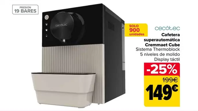 Cecotec - Cafetera Superautomática Cremmaet Cube