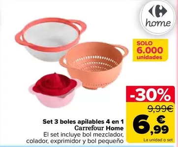 Carrefour Home - Set 3 Boles Apilables 4 En 1 