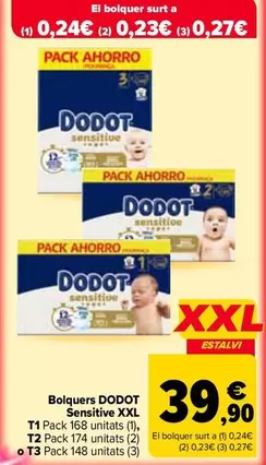 Dodot - Pañales Sensitive XXL T1, T2 O T3