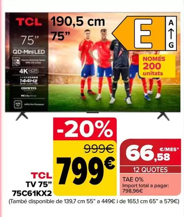 TCL - Tv 75" 75C61KX2