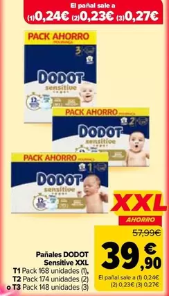 Dodot - Pañales Sensitive XXL T1, T2 O T3