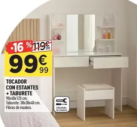 Tocador Con Estantes + Taburete