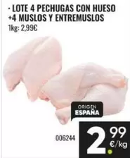 Lote 4 Pechugas Con Hueso + 4 Muslos Y Entremuslos