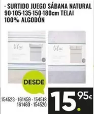 Telai - Surtido Juego Sabana Natural 100% Algodón