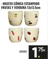 Maceta Cónica Estampado Frutas Y Verdura